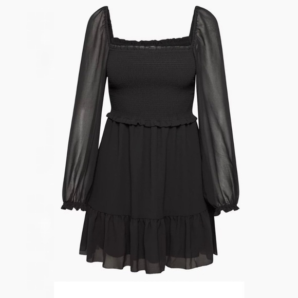 AritziaWilfred Tempest Mini Dress Smocked Black Small